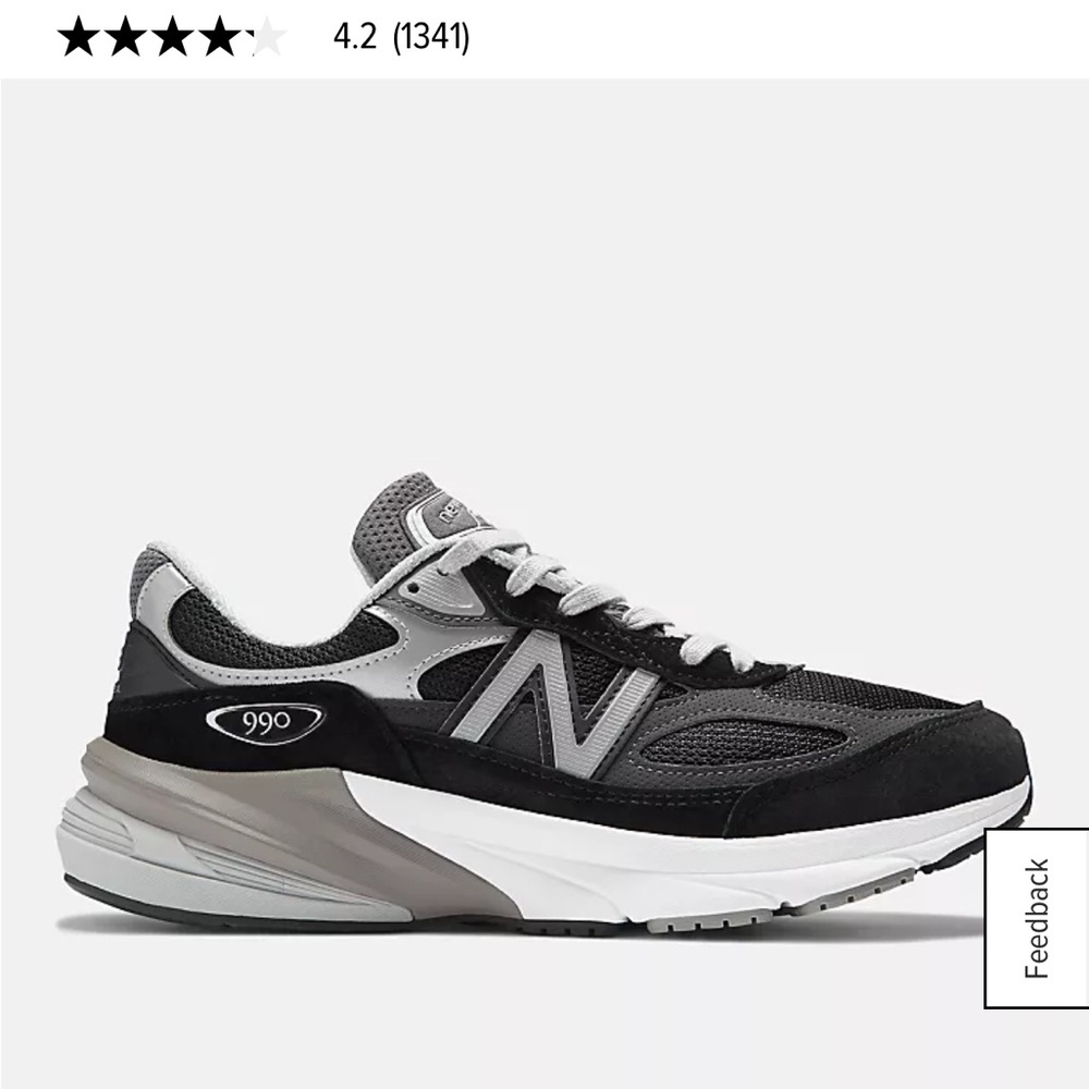 New Balance Men's Black and Gray 990 Sneakers